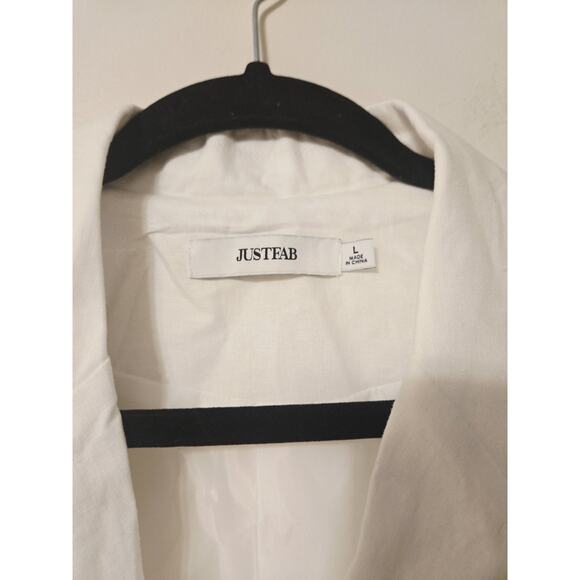 J. Jill Relaxed Linen Blend Jacket White Blazer Sz L Button Quite Luxury Comfort - Picture 2 of 8